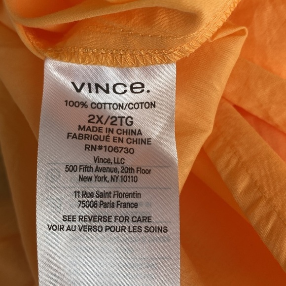 Vince Orange Button-Up Shirt 2X NWT - Picture 5 of 6